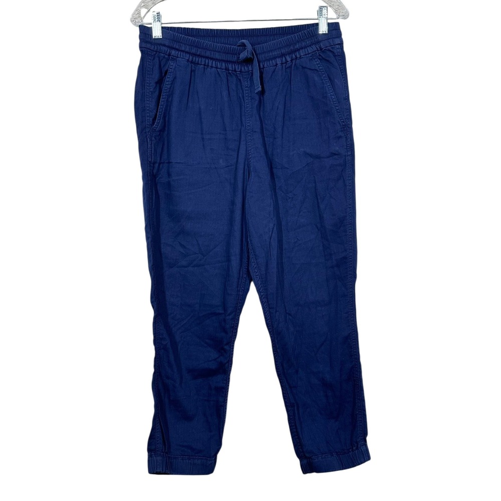 J. Crew Size 8 Point Sur Navy Blue Cotton Jogger Pants Drawstring Waist Coastal